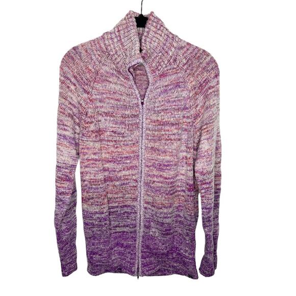 EDDIE BAUER / purple ombre full zip chunky sweater jacket / M - Picture 1 of 7